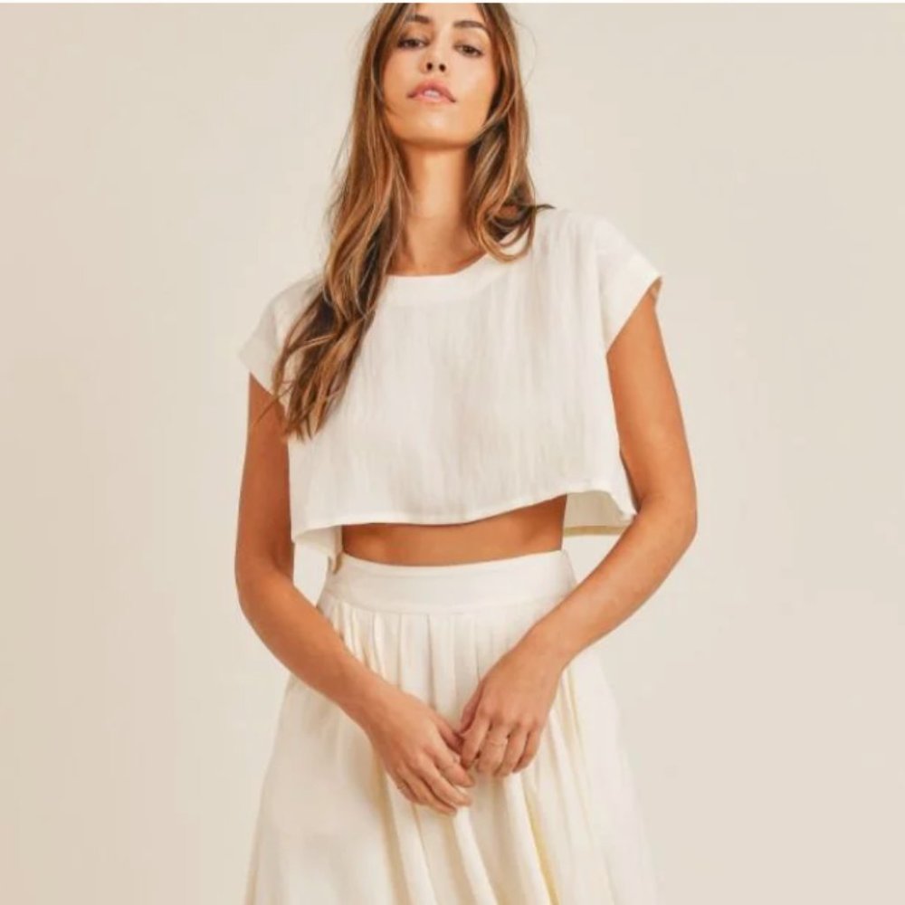 NWT - Mable Cropped "Santorini" Top, White, Part of Set - M